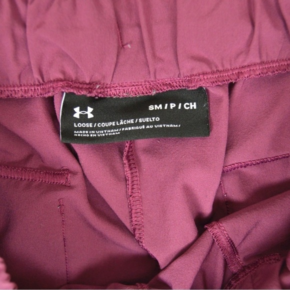 Under Armour Woven Ankle Crop Lightweight Pants, Size Small Magenta 1329473 - Picture 3 of 11